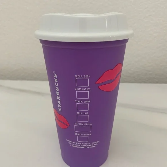 Starbucks Valentines Plastic Reusable Hot Cups With Lids 16 oz Lot Of 4 - Picture 3 of 4